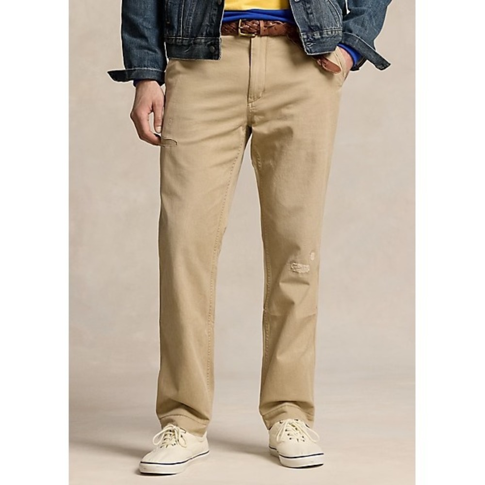 New Polo Ralph Lauren Pants Mens 44Bx32 Classic Fit Distressed Twill Chino NWT